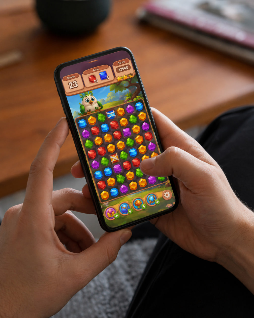 Smartphone showing a fictional CROWN gaming event schedule in Australia