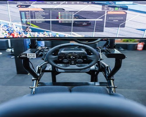 Large smartphone screen showing a fictional racing game